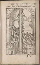 Alchemische apparatuur Uit: Liber de secretis naturae, 1556-1557