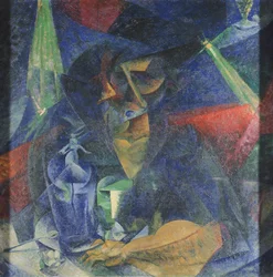 Ontbinding van vrouwenfiguur aan tafel door Umberto Boccioni (1882-1916)