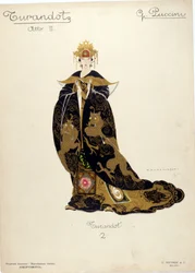 Kostuum voor het personage van prinses Turandot in de opera „Turandot“ van componist Giacomo Puccini (1858-1924) - 1926