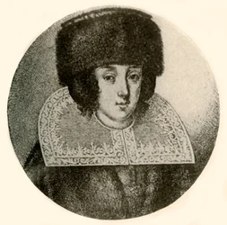 Een Nederlandse dame in bontmuts en mantel, 1644