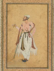 Een Mughal-hoveling, c. 1575, rand waarschijnlijk toegevoegd in de 1700s