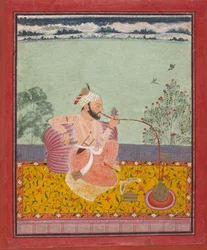Een Raja rookt een waterpijp, ca. 1690-1710