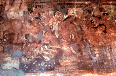 Een scène uit Mahajanaka, India, 2e eeuw v.Chr.