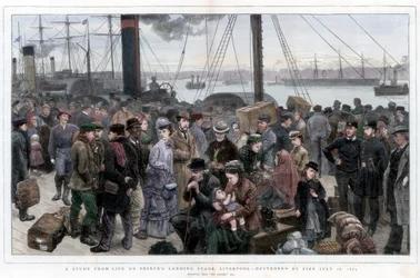 Een studie uit het leven op Princes Landing Stage, Liverpool - Vernietigd door brand 28 juli 1874