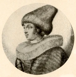 Een Zweedse dame in puntige bontmuts en kraag, 1640