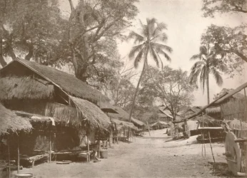 Een typische Birmaanse dorpsscène, 1900