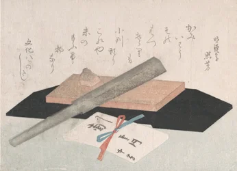 Een Whetstone met een Scheermes en een Envelop voor een Cadeau, 1811