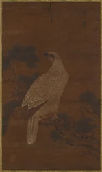 Een witte adelaar op een pijnboomtak, Ming of Qing-dynastie, 17e eeuw