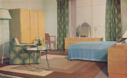 Een slaapkamer ontworpen door Miss P. E. Humphries, 1936