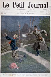 Een jongen neergeschoten door een Pruisische gendarme die ontsnapt uit een correctie-inrichting, 1900