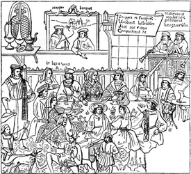 Een dinerfeest, laat 15e eeuw, 1910