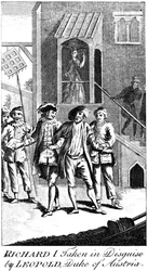 Een vermomde koning Richard I 1157-1199 gevangen door Leopold, hertog van Oostenrijk