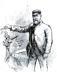 Een machinist van de Flying Scotsman op de voetplaat.