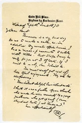 Een handgeschreven brief, 1870, 1899