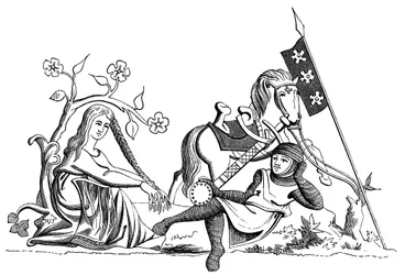 Een ridder en een jonkvrouw, 13e eeuw, 1849