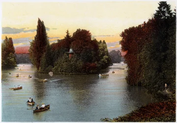 Een meer in het Bois de Boulogne, Parijs, ca. 1900