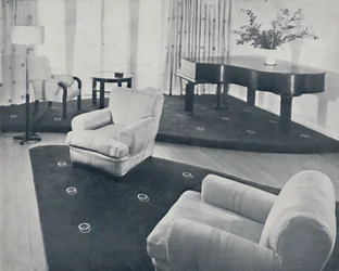 Een Lounge, Ontworpen en Uitgevoerd door Ian Henderson & Co., Londen