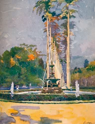 Een deel van de Avenue of Royal Palms, Botanische Tuinen