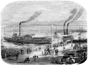 Een kade, San Francisco, Californië, 19e eeuw