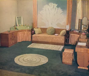 Een kleine slaapkamer, ingericht door Heal & Son Ltd., Londen, 1935