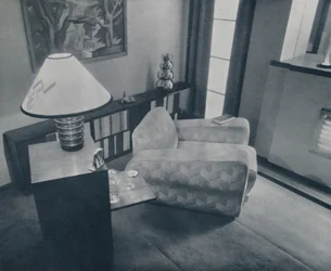 Een kleine kamer ontworpen en ingericht door Michael Dawn, Bedford, Engeland, 1935