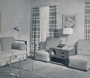 Een uitzicht in een tweekamerappartement in het Keeler-gebouw, Grand Rapids, Michigan, 1935