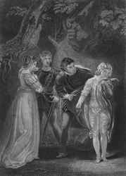 Act V Scene iv uit De Twee Edellieden van Verona, 19e eeuw