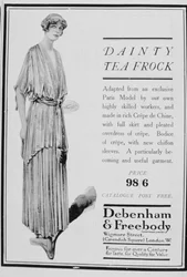 Advertentie voor theejurken door Debenham en Freebody, 1916