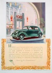 Advertentie voor de Ford V8 22 motorauto, 1937