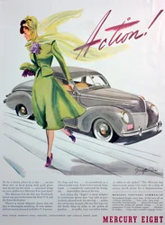Advertentie voor de Mercury Eight auto, 1939