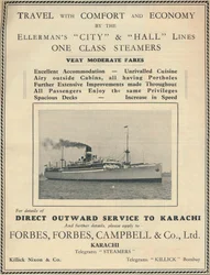 Advertentie voor Ellermans stoomschepen, 1936