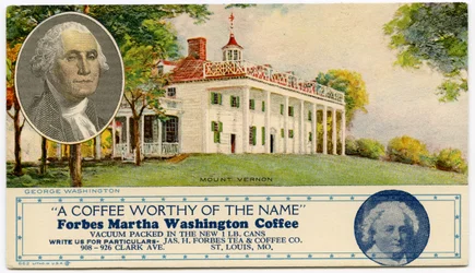 Reclamekaart voor Forbes Martha Washington Coffee