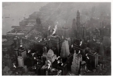 Luchtfoto van Manhattan, New York City, VS, vanuit een Zeppelin, 1928-1933