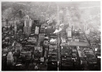 Luchtfoto van Philadelphia, Pennsylvania, VS, vanuit een Zeppelin, 1928, 1933
