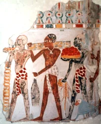 Afrikanen dragen goud en andere voorwerpen, ca. 1400 v.Chr.