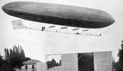 Alberto Santos-Dumont vliegt met zijn luchtschip nummer 10