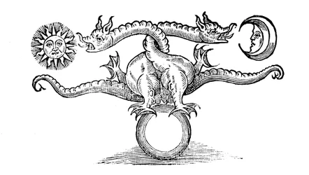 Alchemistisch symbool voor de transmutatie van onedel metaal in zilver en goud, 1652