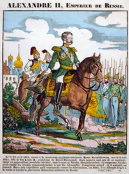 Alexander II, tsaar van Rusland, inspecteert troepen, ca. 1855