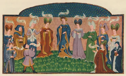 Allegorische figuren in hofkleding, 1445, 1948