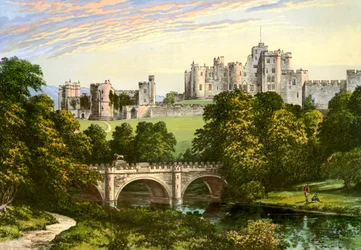 Alnwick Castle, Northumberland, huis van de hertog van Northumberland, ca. 1880