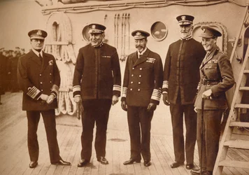 Amerikaanse admiraals op zee met de Koning, 1918