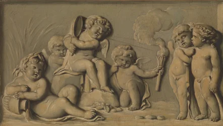 Amorini aan het Spelen, een van een paar, 1770-90