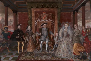 Een allegorie van de Tudor-opvolging: De familie van Hendrik VIII