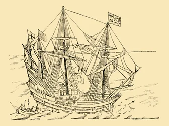 Een Engels schip in de Armada-strijd, ca. 1930