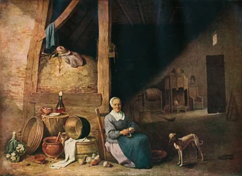 Een Oude Vrouw die Peren Schilt, c1640