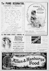 Een advertentiepagina in de Illustrated London News, kerstnummer, 1896