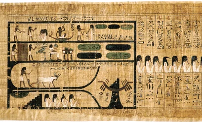 Oude Egyptische Dodenboek op papyrus met hiërogliefen