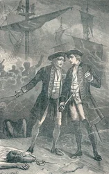 Anson ontvangt bericht dat de Centurion in brand staat, 1904