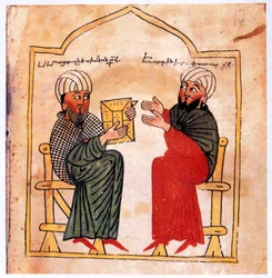 Armeense Evangeliën: portret van de patroon van het manuscript en zijn zoon