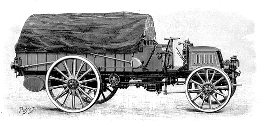 Legervrachtwagen van Daimler, met 4-cilinder 12 pk motor, 1904